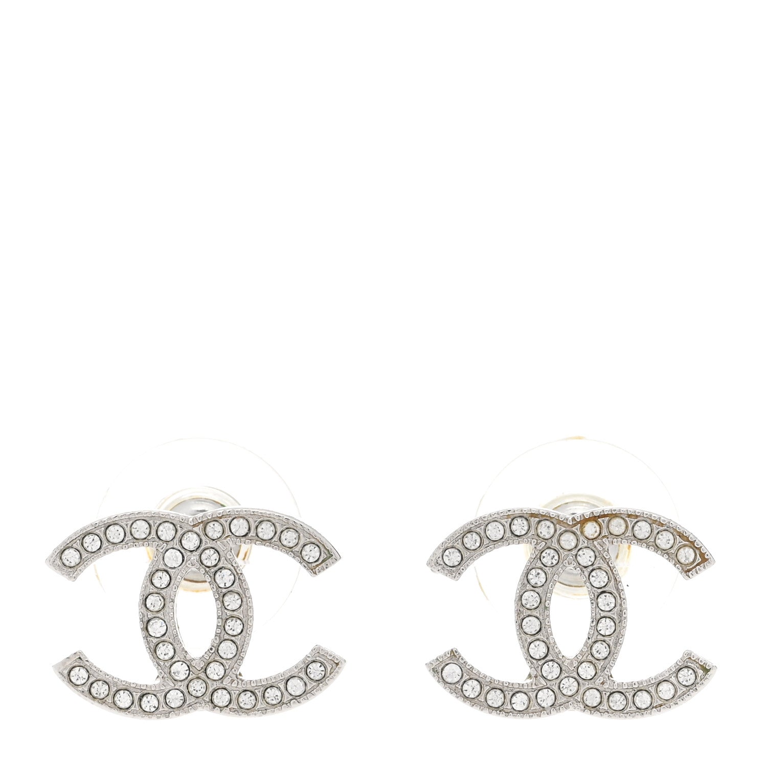 Chanel Crystal CC Earrings Silver 1 of 5