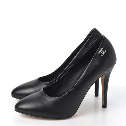 Chanel Lambskin CC Pumps 37.5 Black 3 of 12