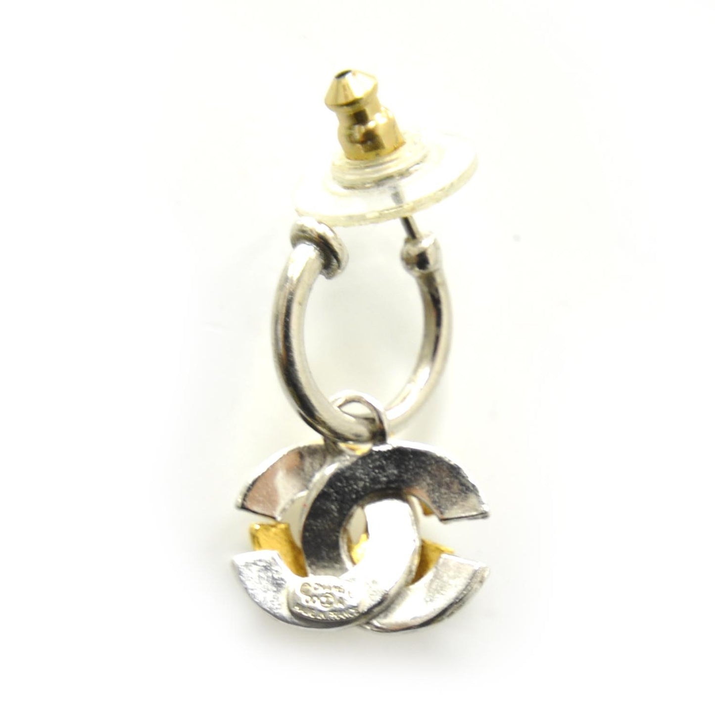 Metal CC Hoop Earrings Silver Gold