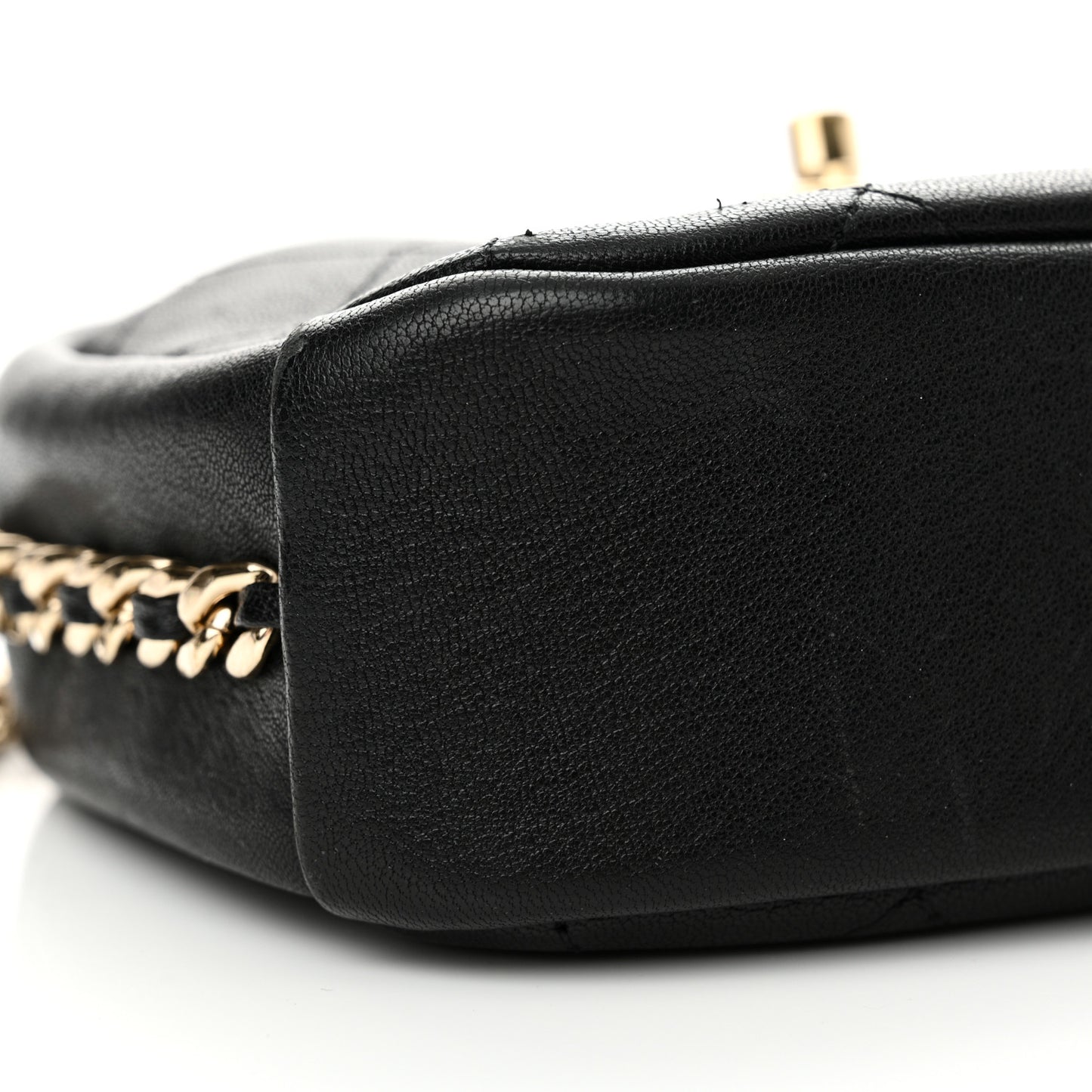 Goatskin Quilted Small Casual Trip Camera Case Black