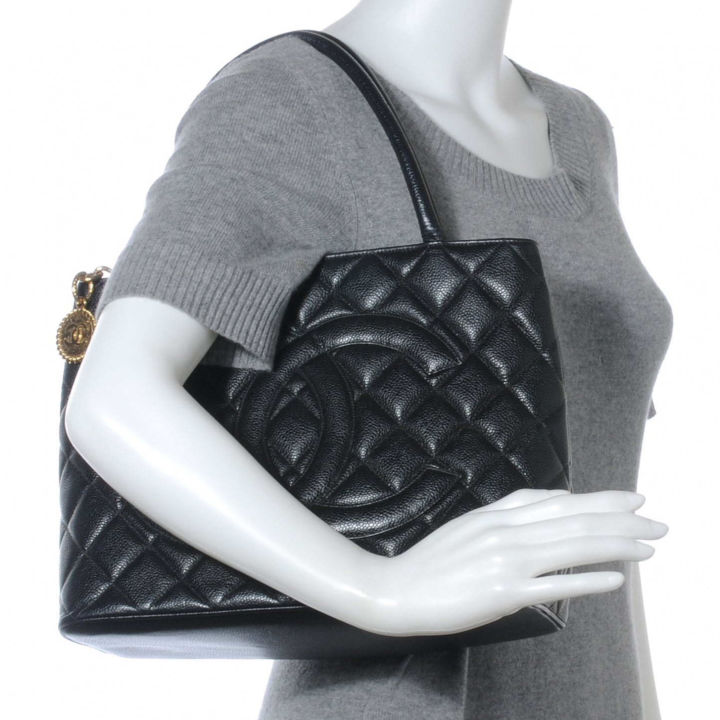 Caviar Medallion Tote Black