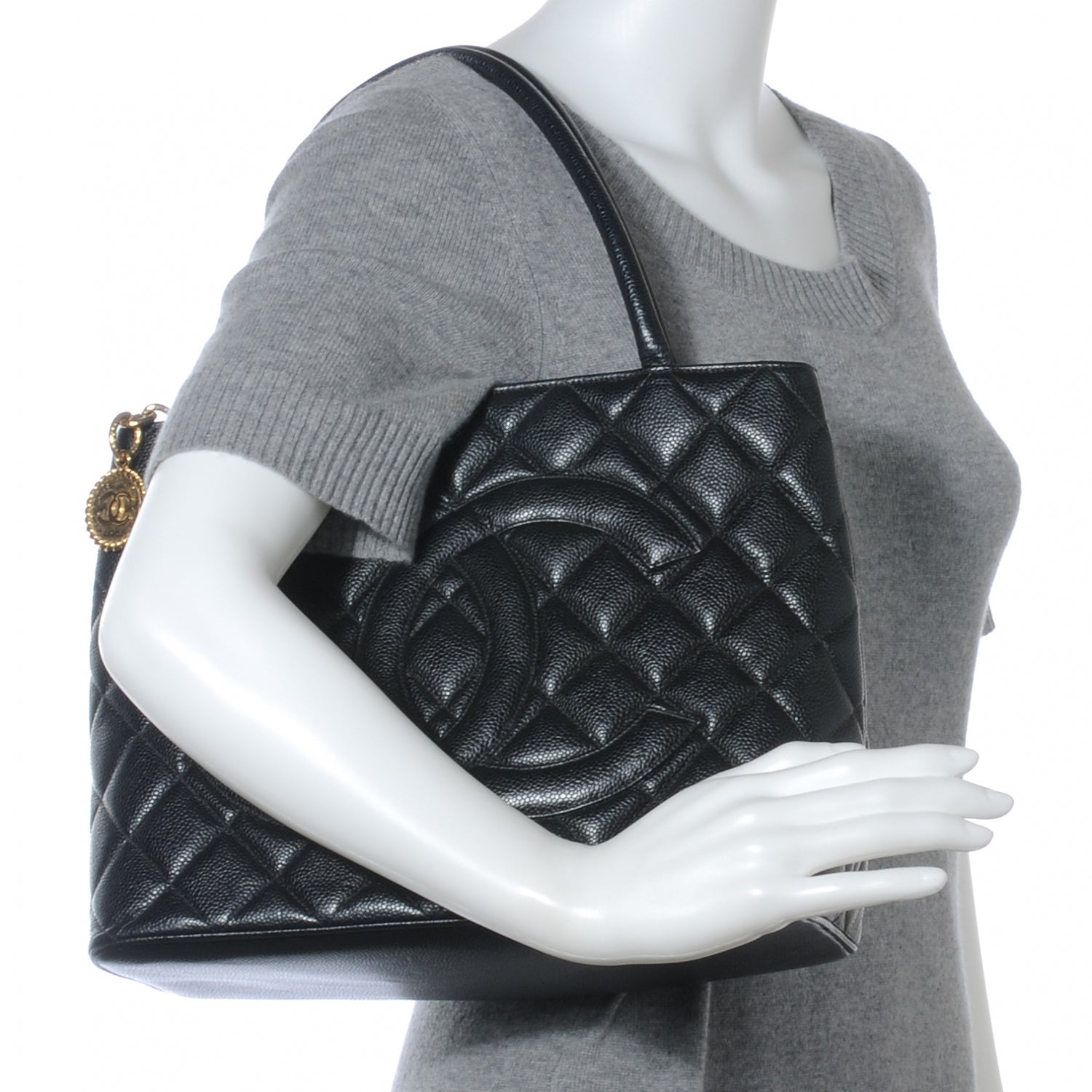 Chanel Caviar Medallion Tote Black 2 of 8