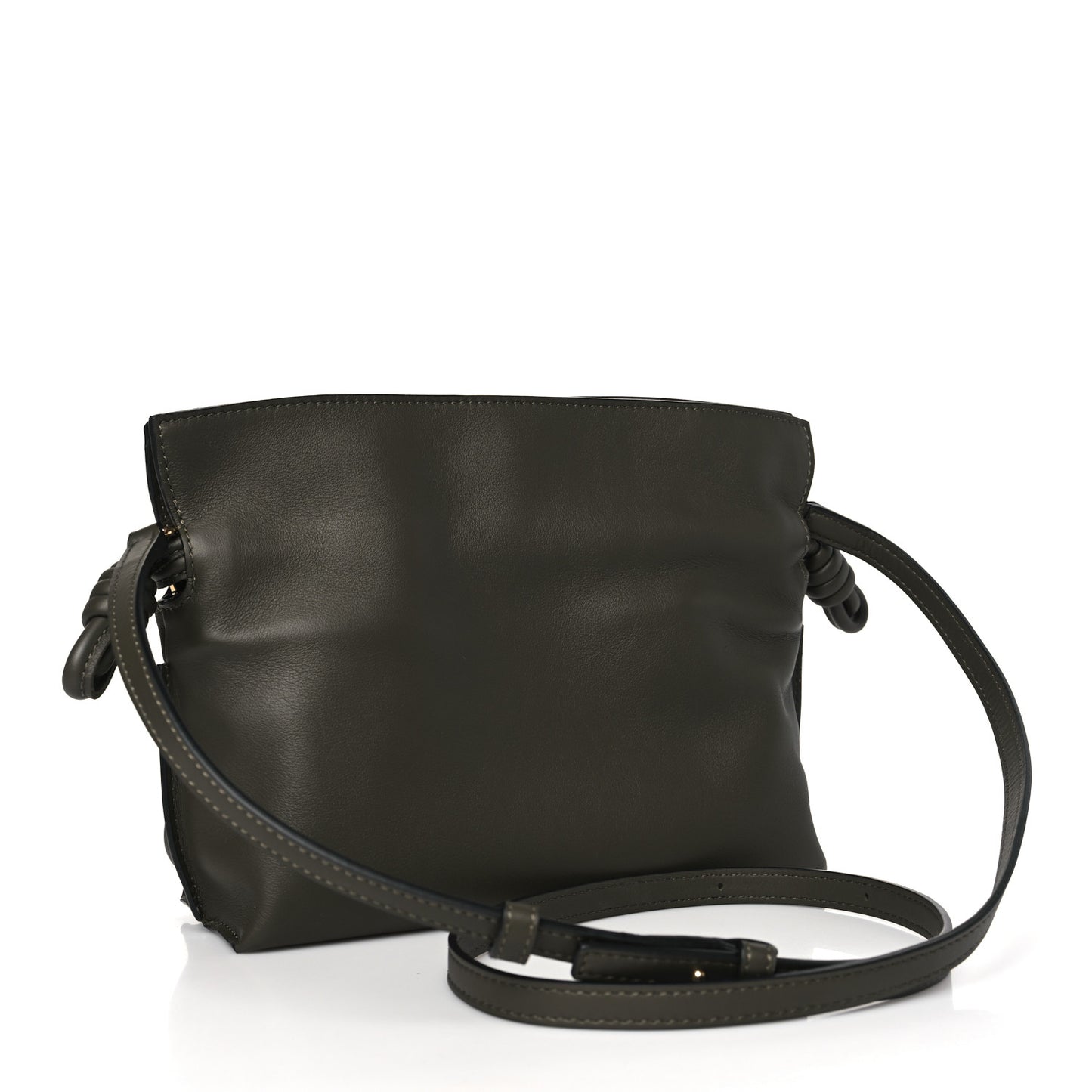 Calfskin Mini Flamenco Knot Clutch Dark Khaki