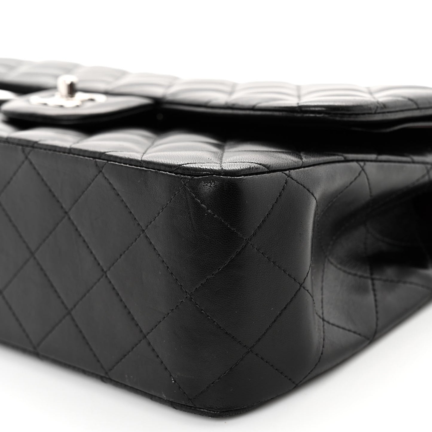 Lambskin Quilted Jumbo Double Flap Black