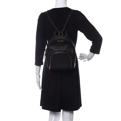 Miu Miu Goatskin Madras Backpack Black 2 of 11