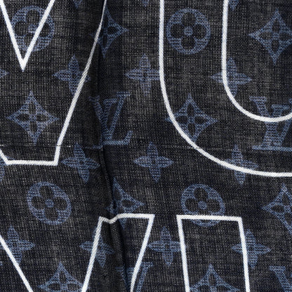 Louis Vuitton Silk Cashmere LV List City Scarf Navy White 3 of 6