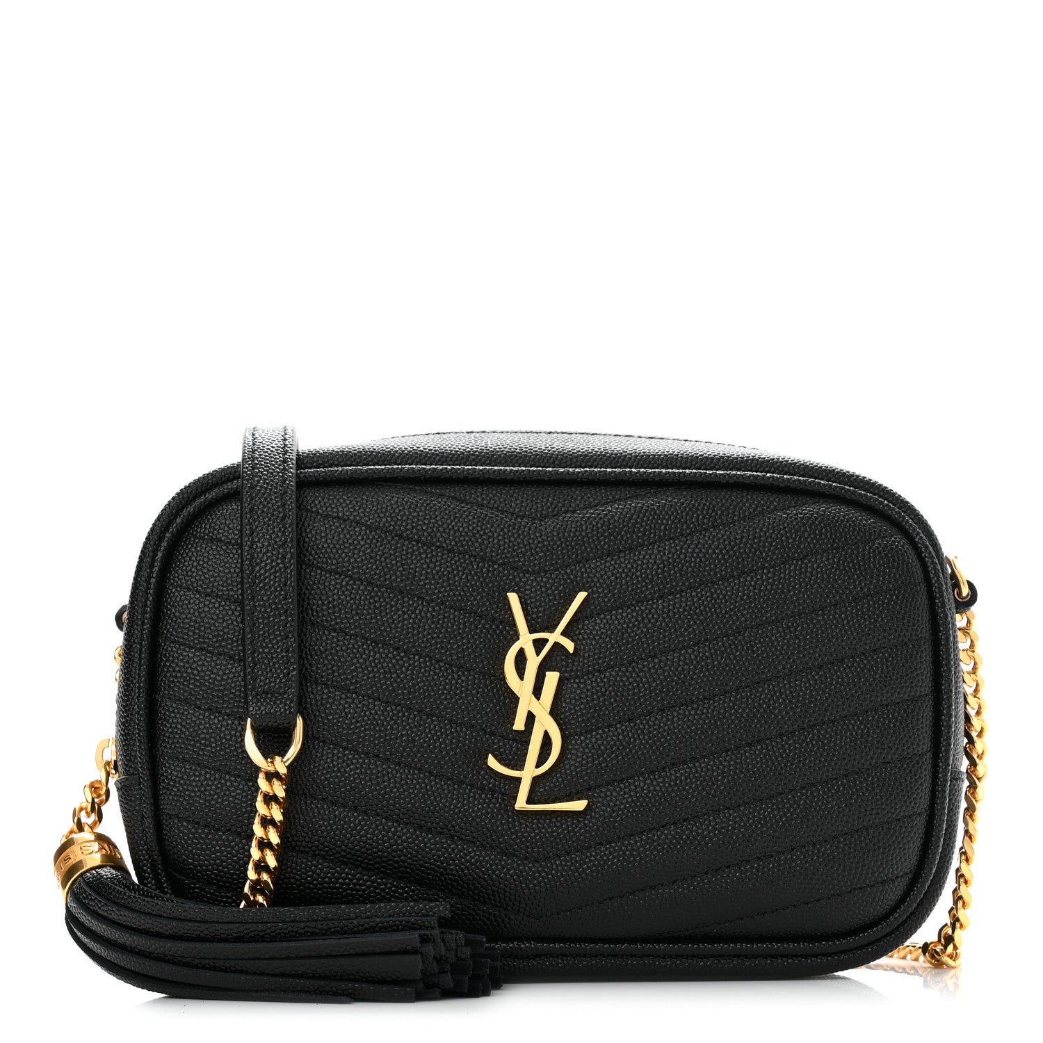 Saint Laurent Grain De Poudre Matelasse Monogram Mini Lou Camera Bag Black 1 of 10