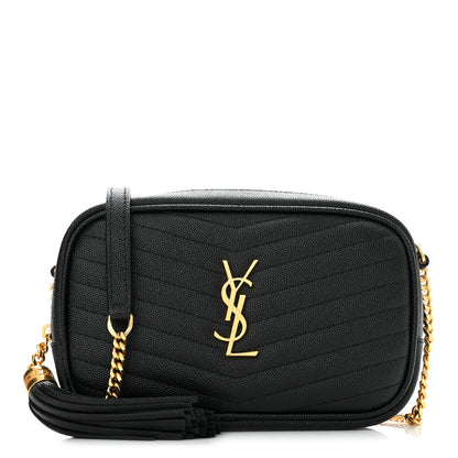 Saint Laurent Grain De Poudre Matelasse Monogram Mini Lou Camera Bag Black 1 of 10