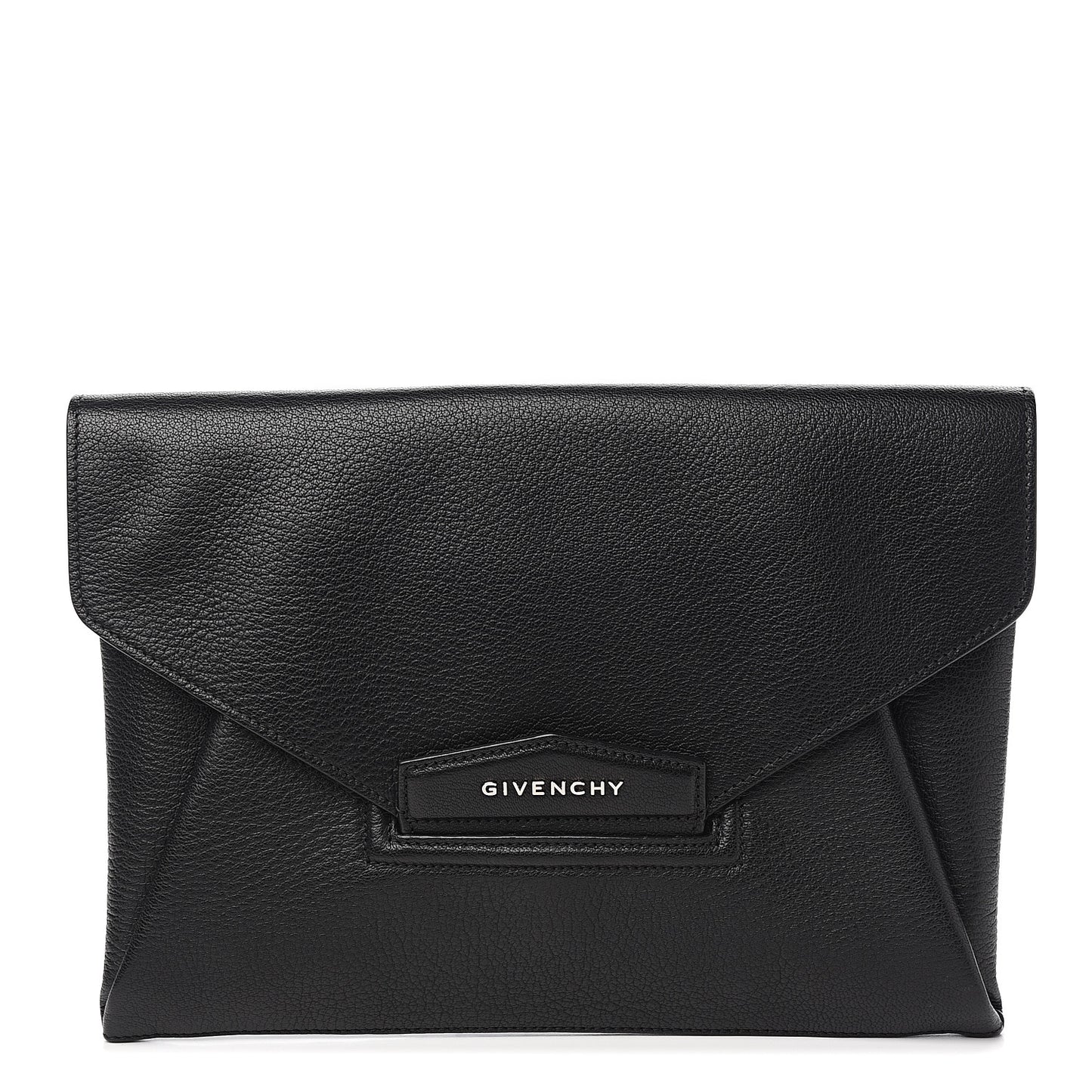 Sugar Goatskin Medium Antigona Envelope Clutch Black