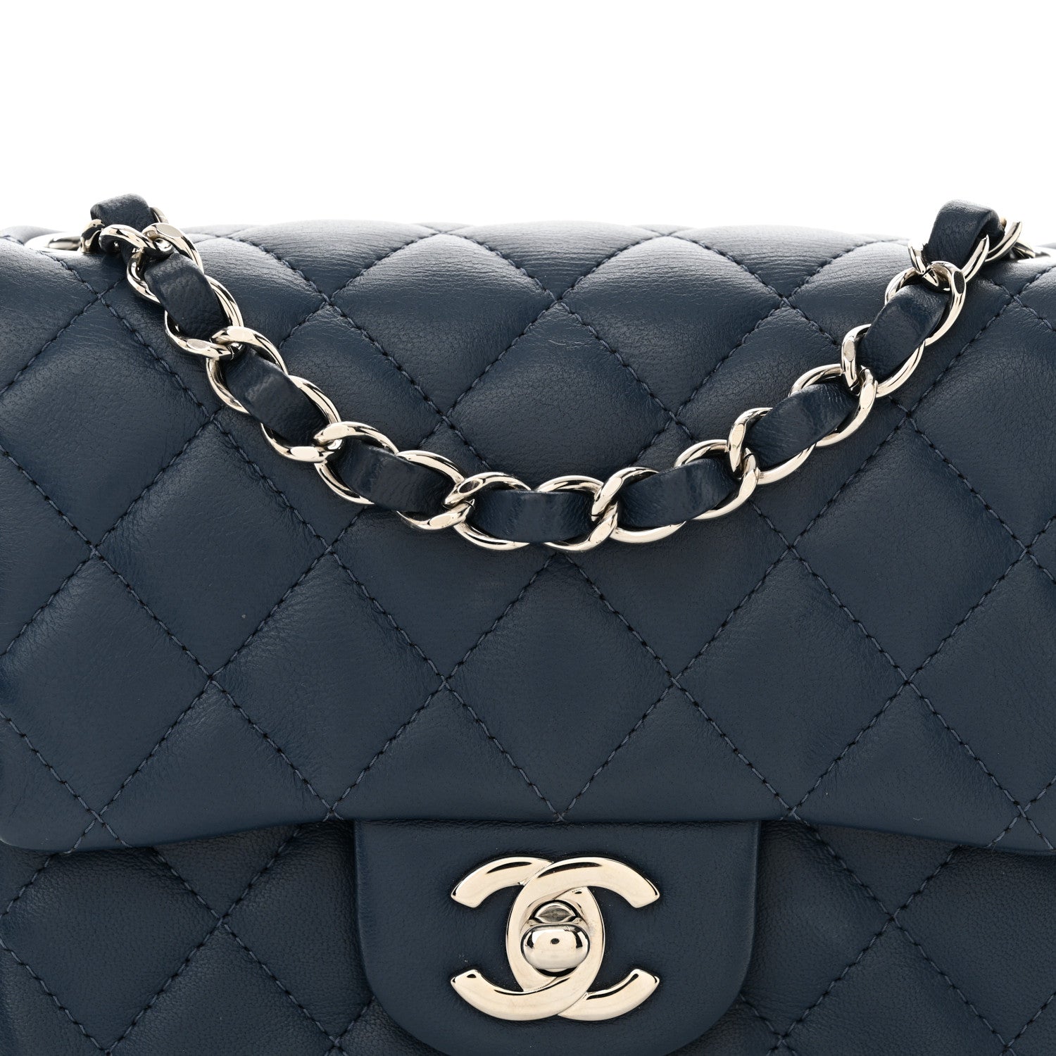 Chanel Lambskin Quilted Mini Square Flap Navy 8 of 10