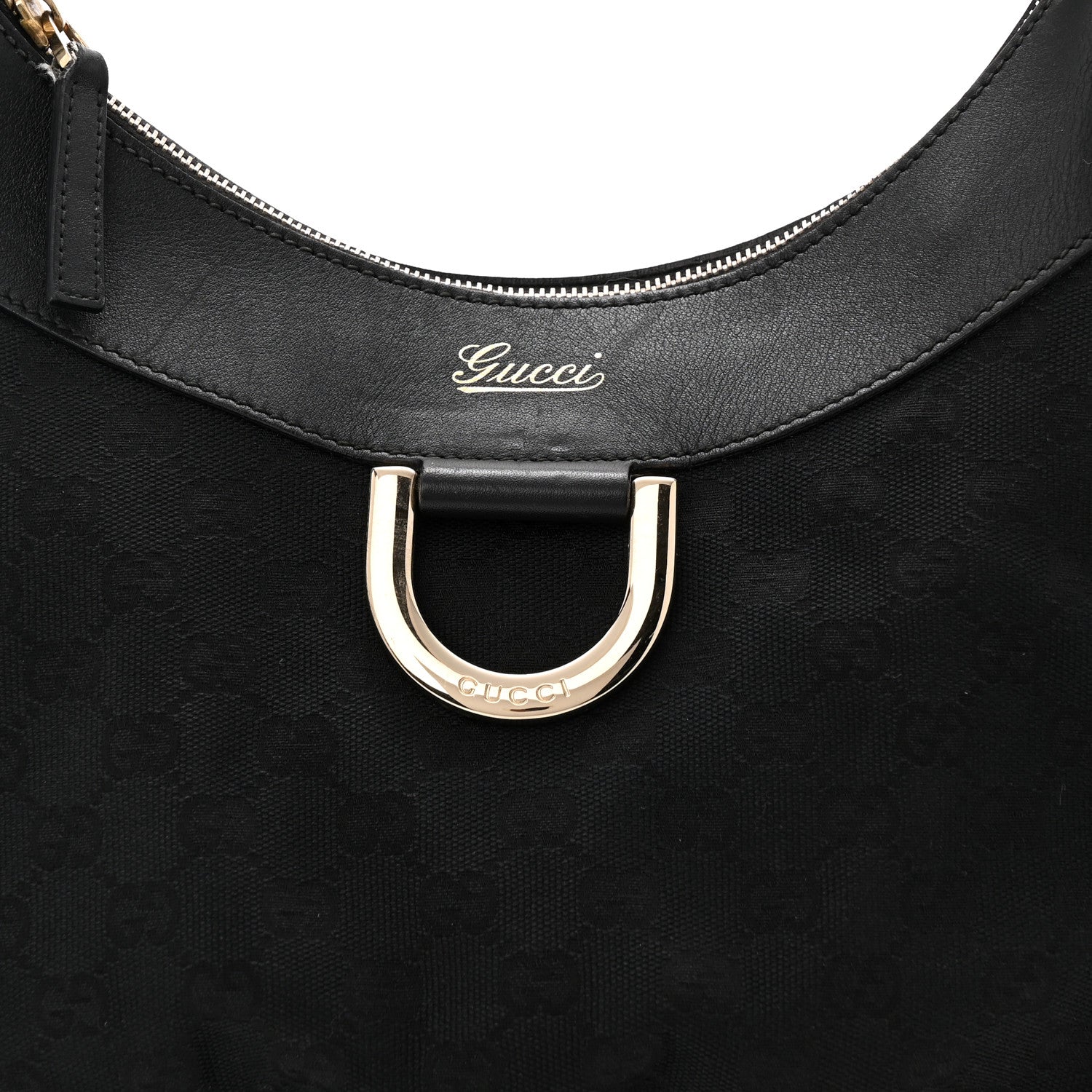 Gucci Monogram Large D Gold Ring Hobo Black 8 of 10