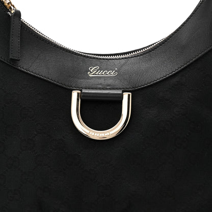 Gucci Monogram Large D Gold Ring Hobo Black 8 of 10
