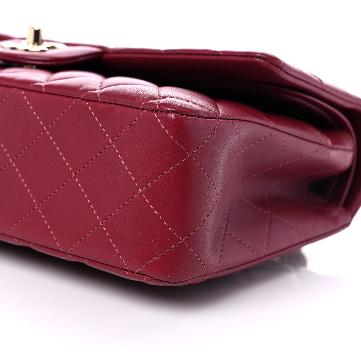 Lambskin Quilted Medium Double Flap Burgundy