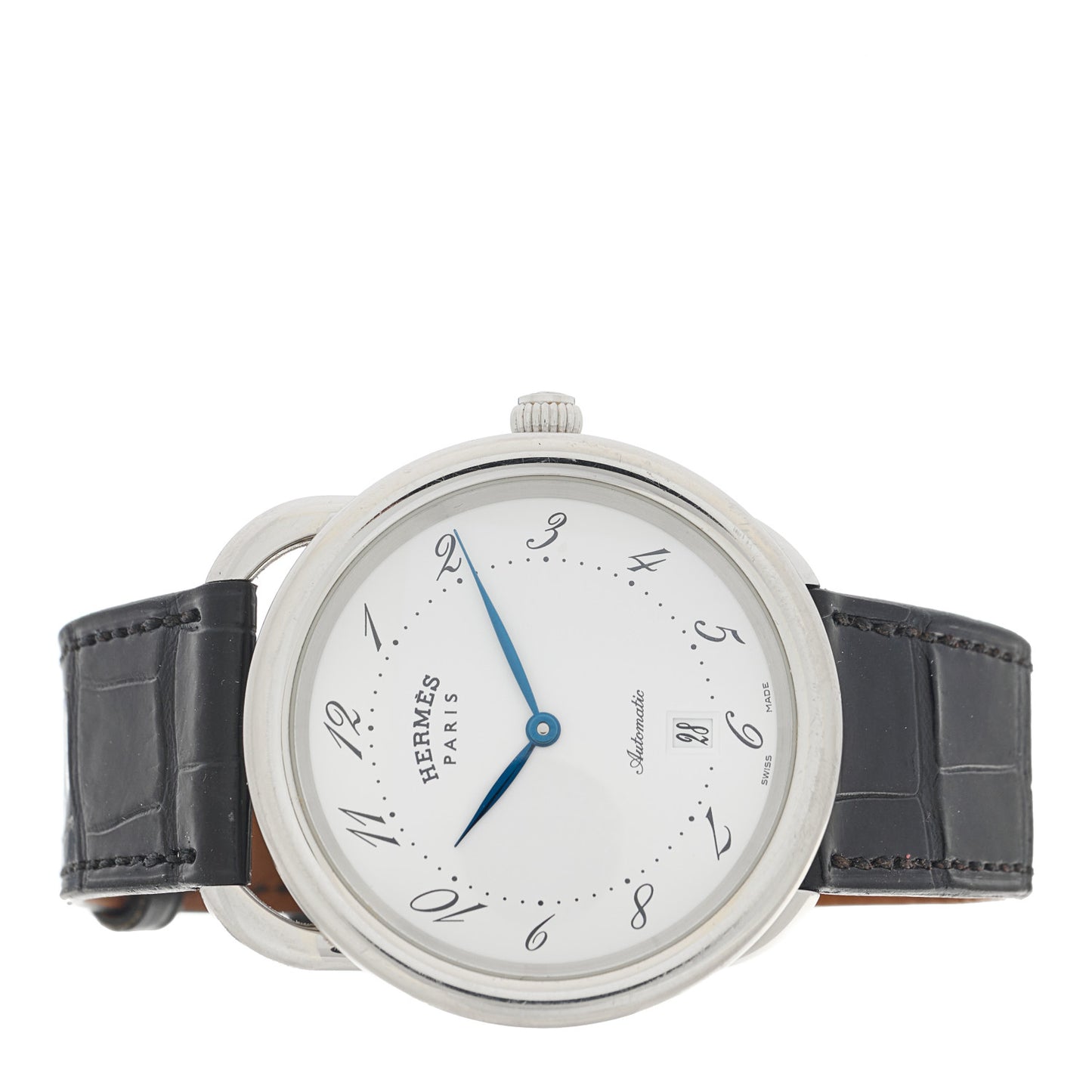 Stainless Steel Alligator 41mm Arceau Automatic Watch Noir