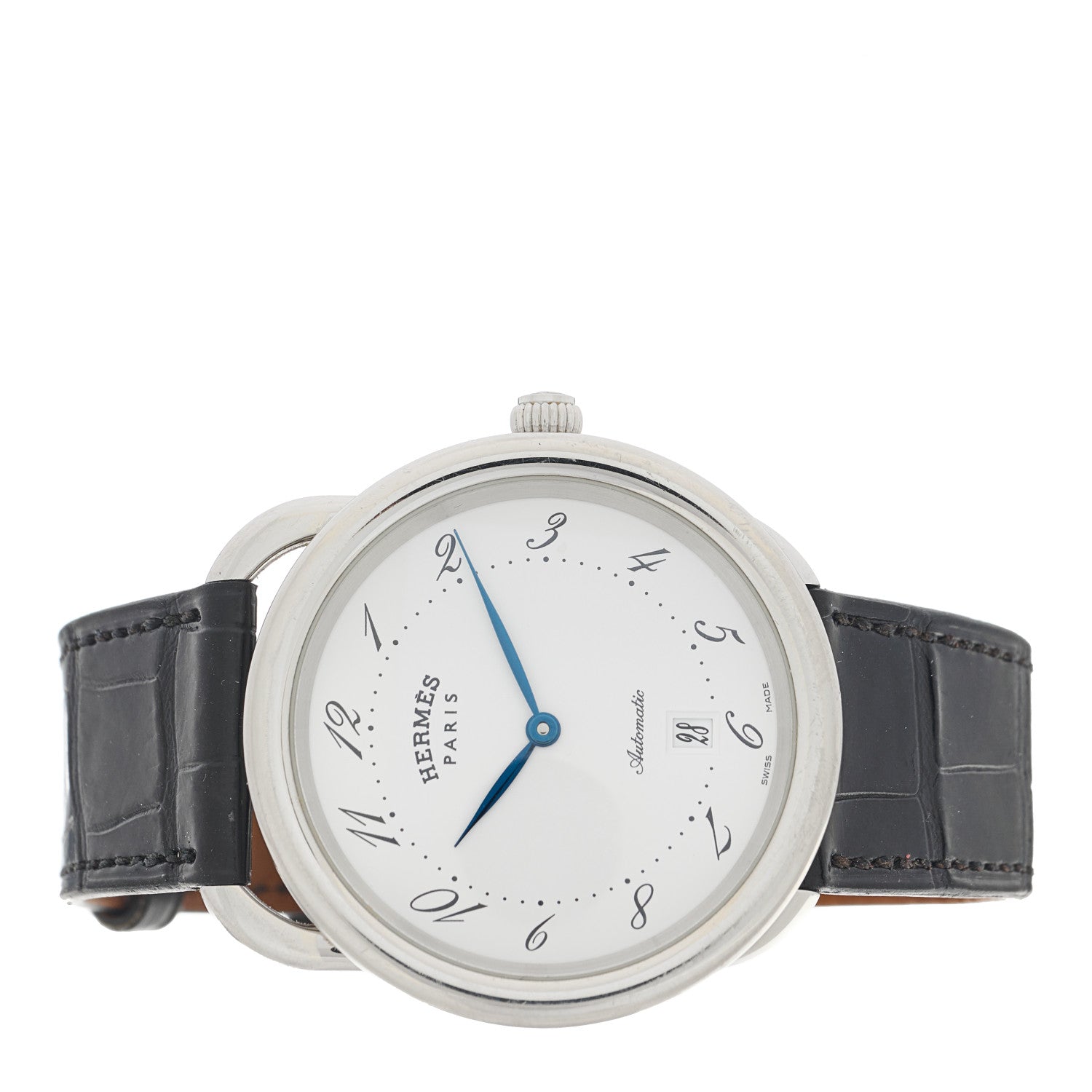 Hermes Stainless Steel Alligator 41mm Arceau Automatic Watch Noir 2 of 5