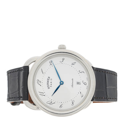 Hermes Stainless Steel Alligator 41mm Arceau Automatic Watch Noir 2 of 5