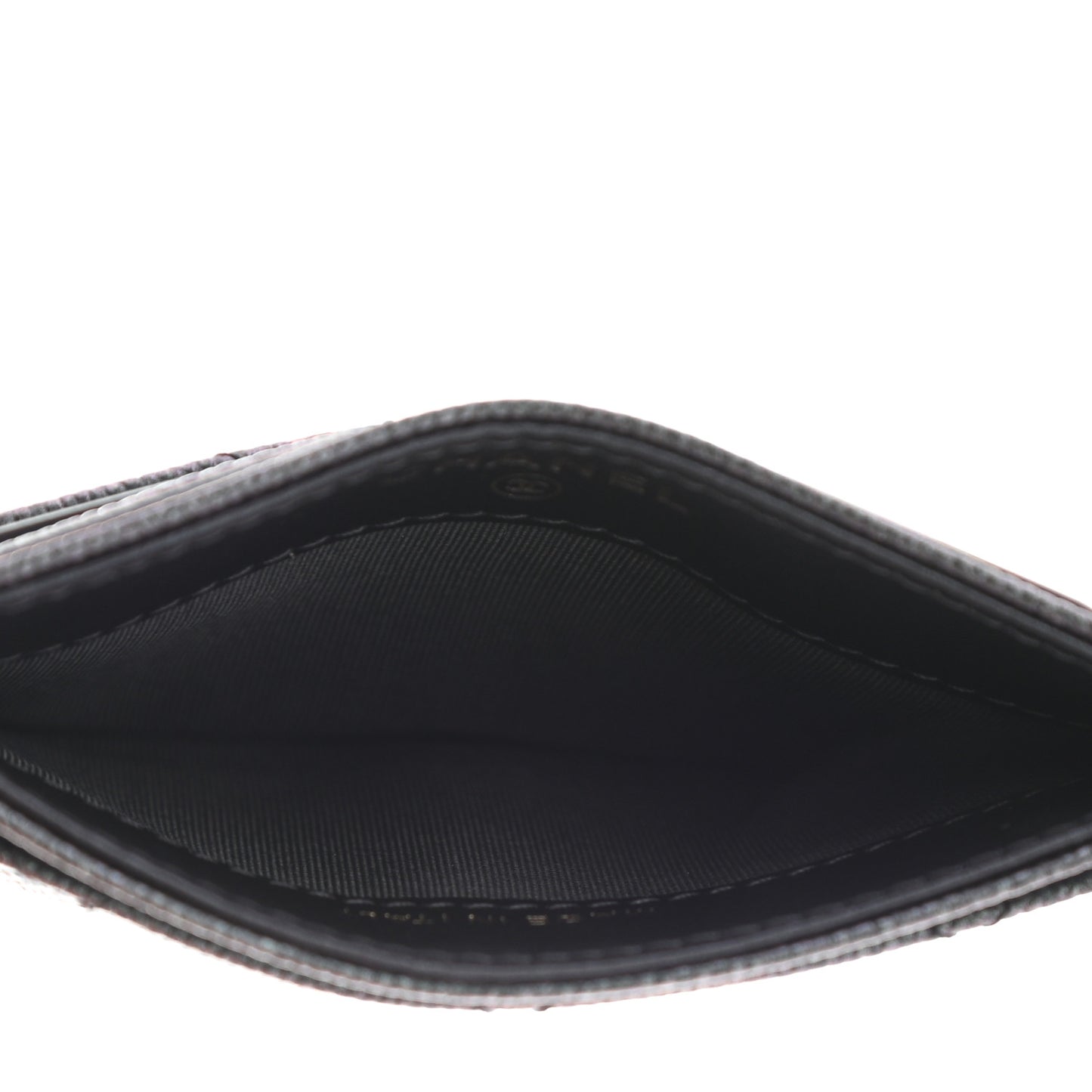 Iridescent Caviar Quilted Card Holder Black