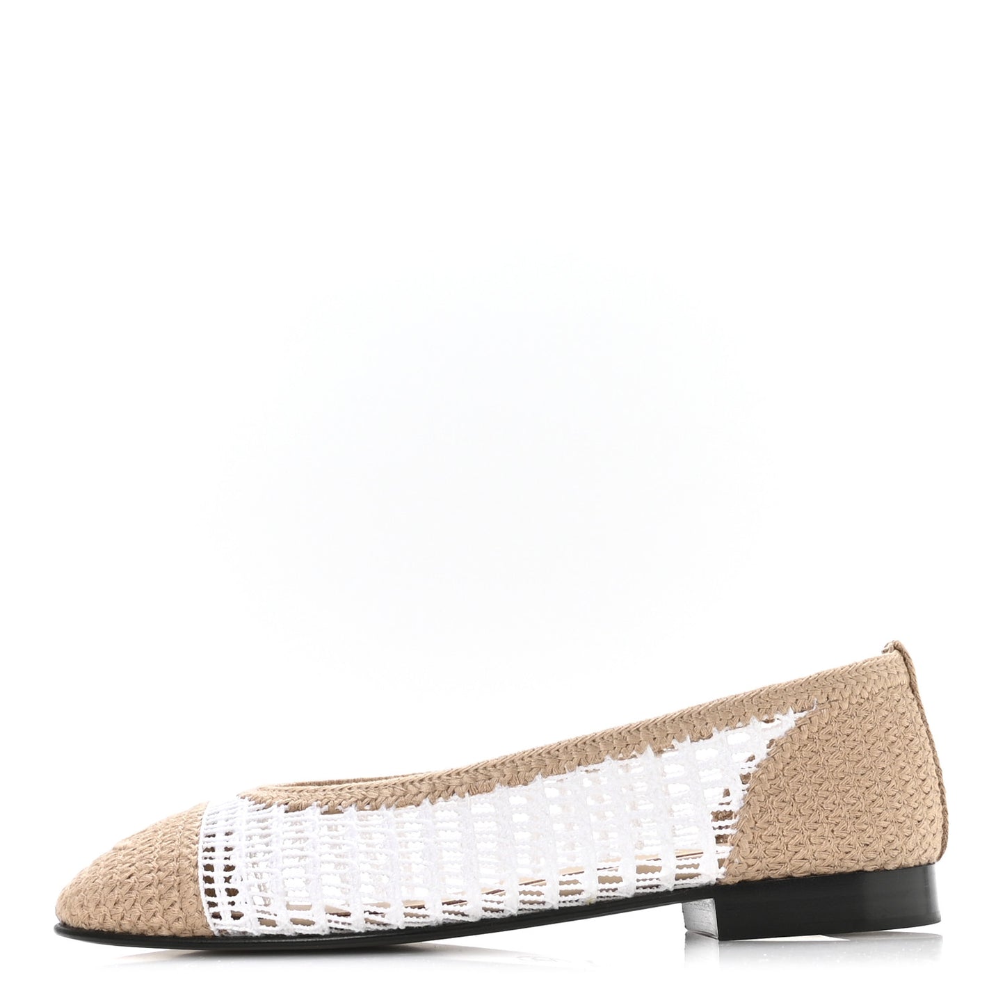 Raffia CC Cap Toe Ballerina Flats 37 White Beige
