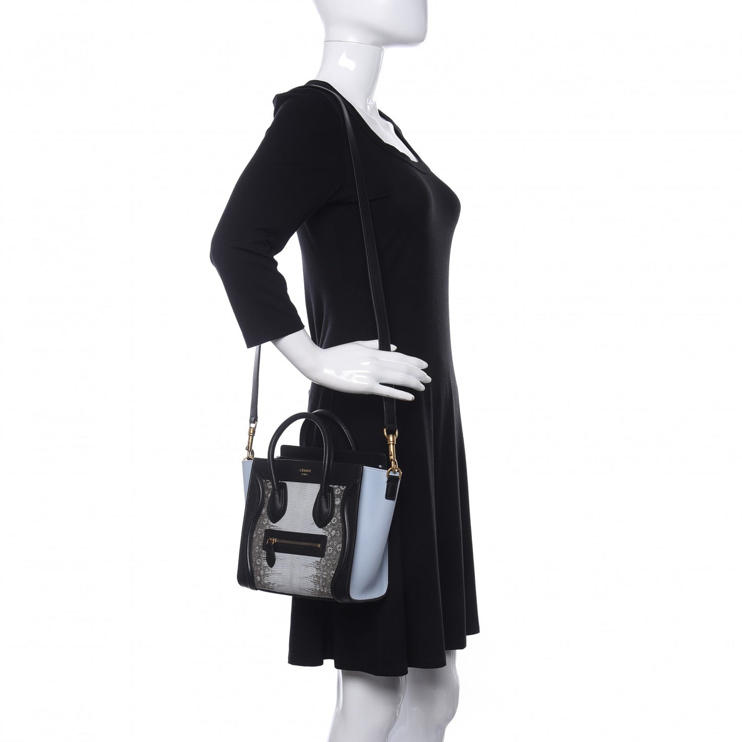Lizard Smooth Calfskin Nano Tri-Color Luggage Mineral