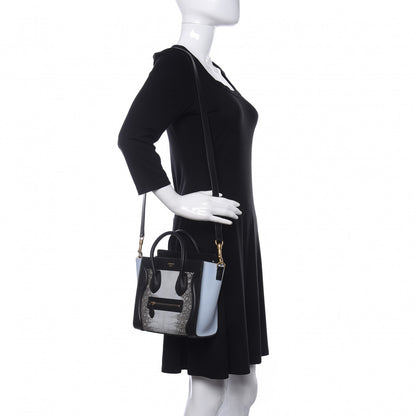 Celine Lizard Smooth Calfskin Nano Tri-Color Luggage Mineral 2 of 9