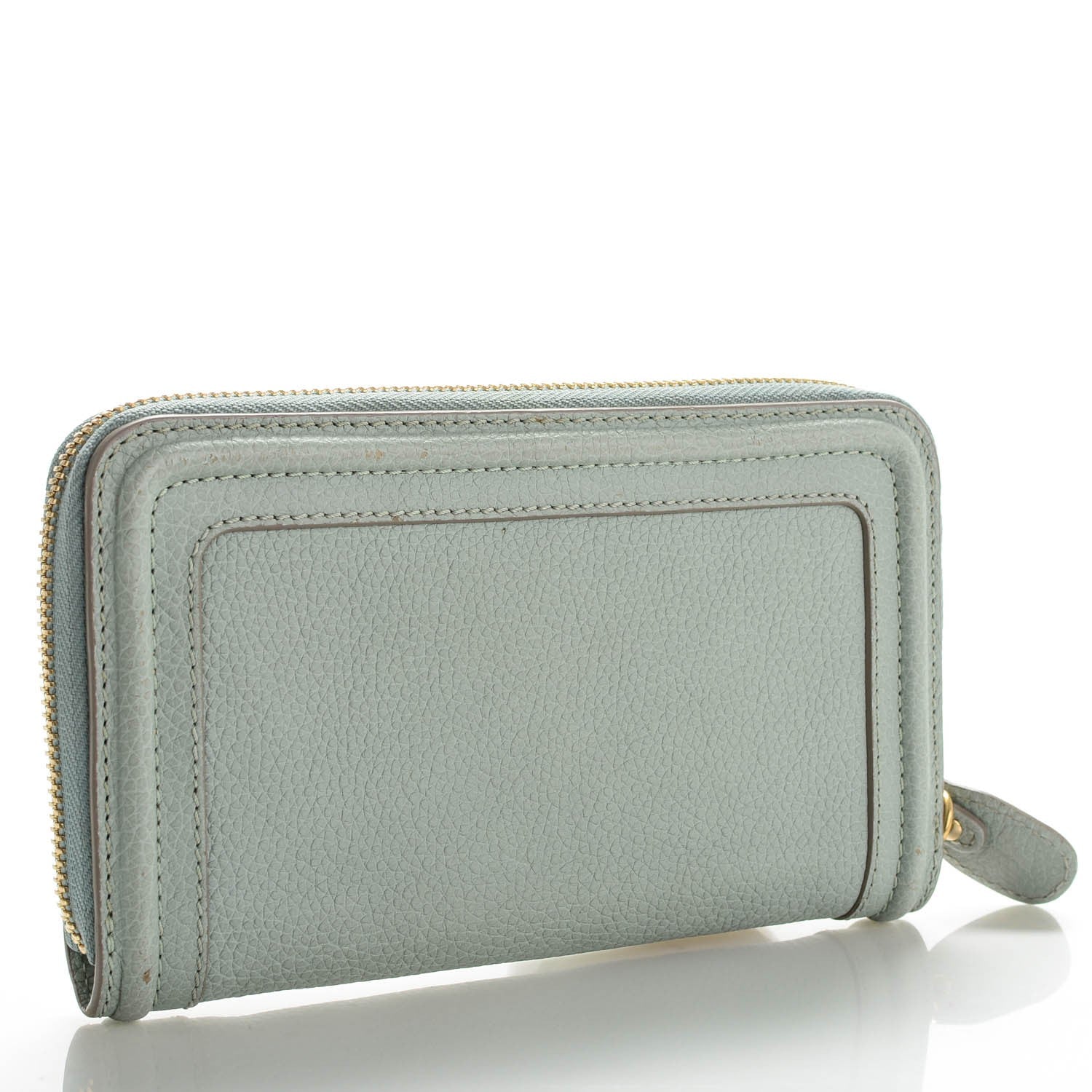 Chloe Grained Calfskin Paraty Long Zip Around Wallet Atoll Blue 3 of 6