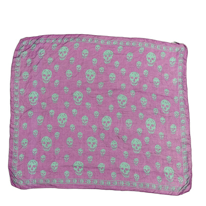 Alexander McQueen Silk Chiffon Skull Scarf Purple Green 1 of 3