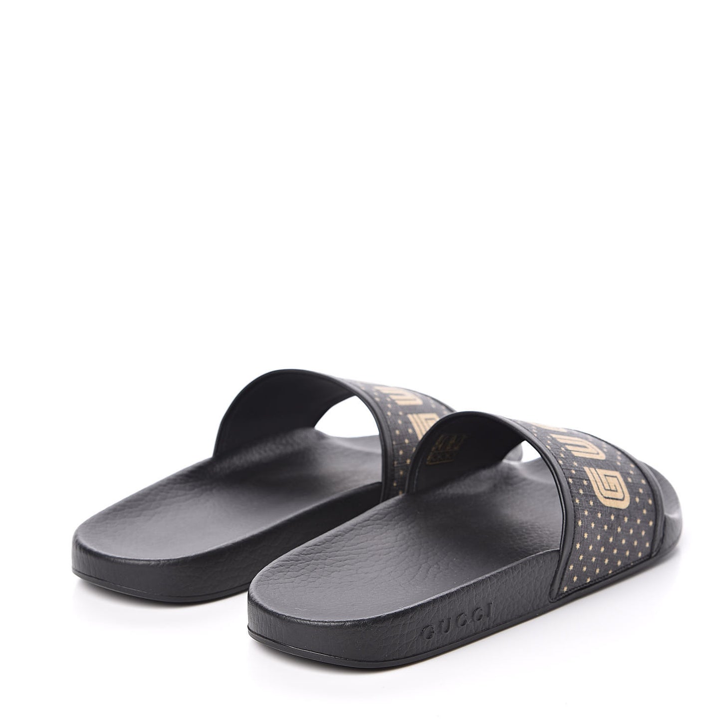 X SEGA Supreme Canvas GUCCY Stars Womens Slide Sandals 40 Black Gold