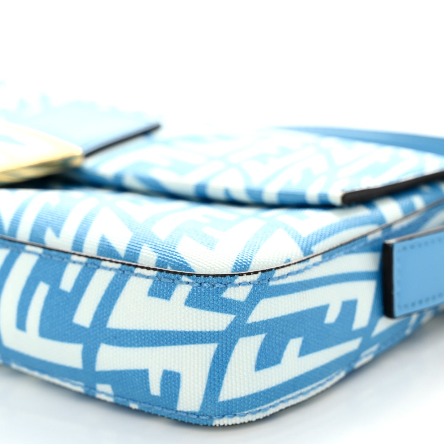 Fendi X SARAH COLEMAN Glazed Canvas Vitello King FF Vertigo Baguette 1997 Cyber Blue White 10 of 11
