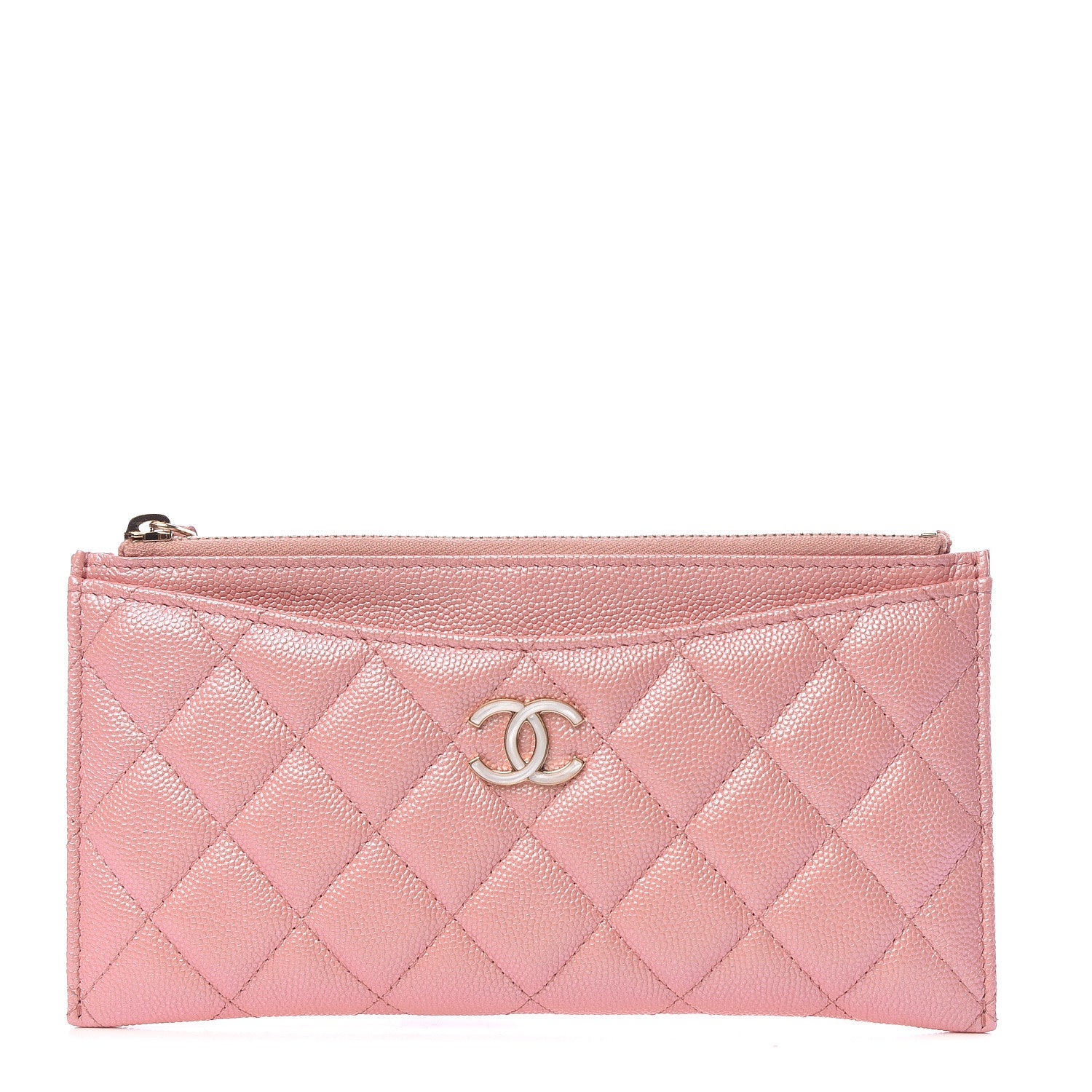 Chanel Iridescent Caviar Quilted Classic Zip Pouch Rose Pink 1 of 8
