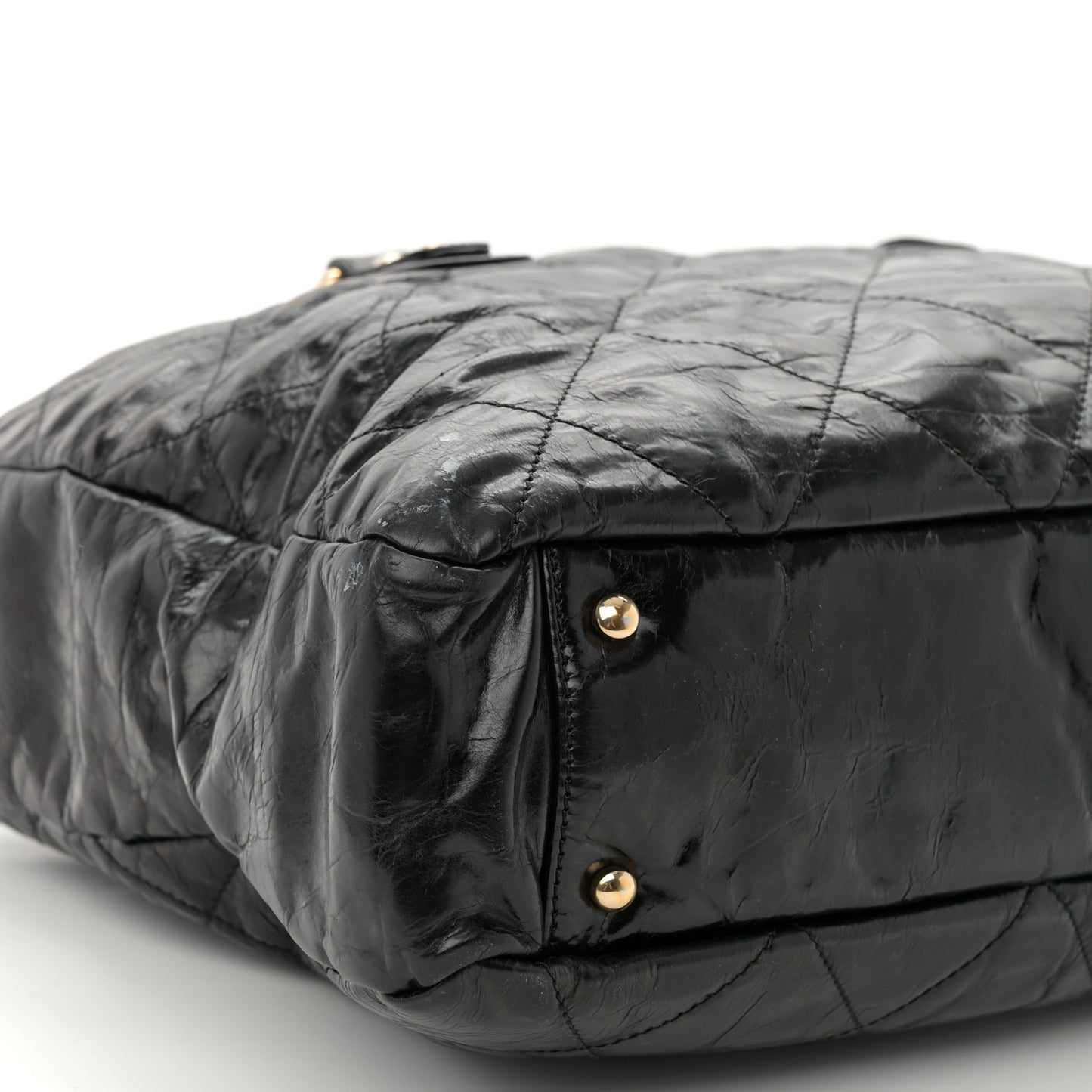 Glazed Calfskin Large Portobello Tote Black