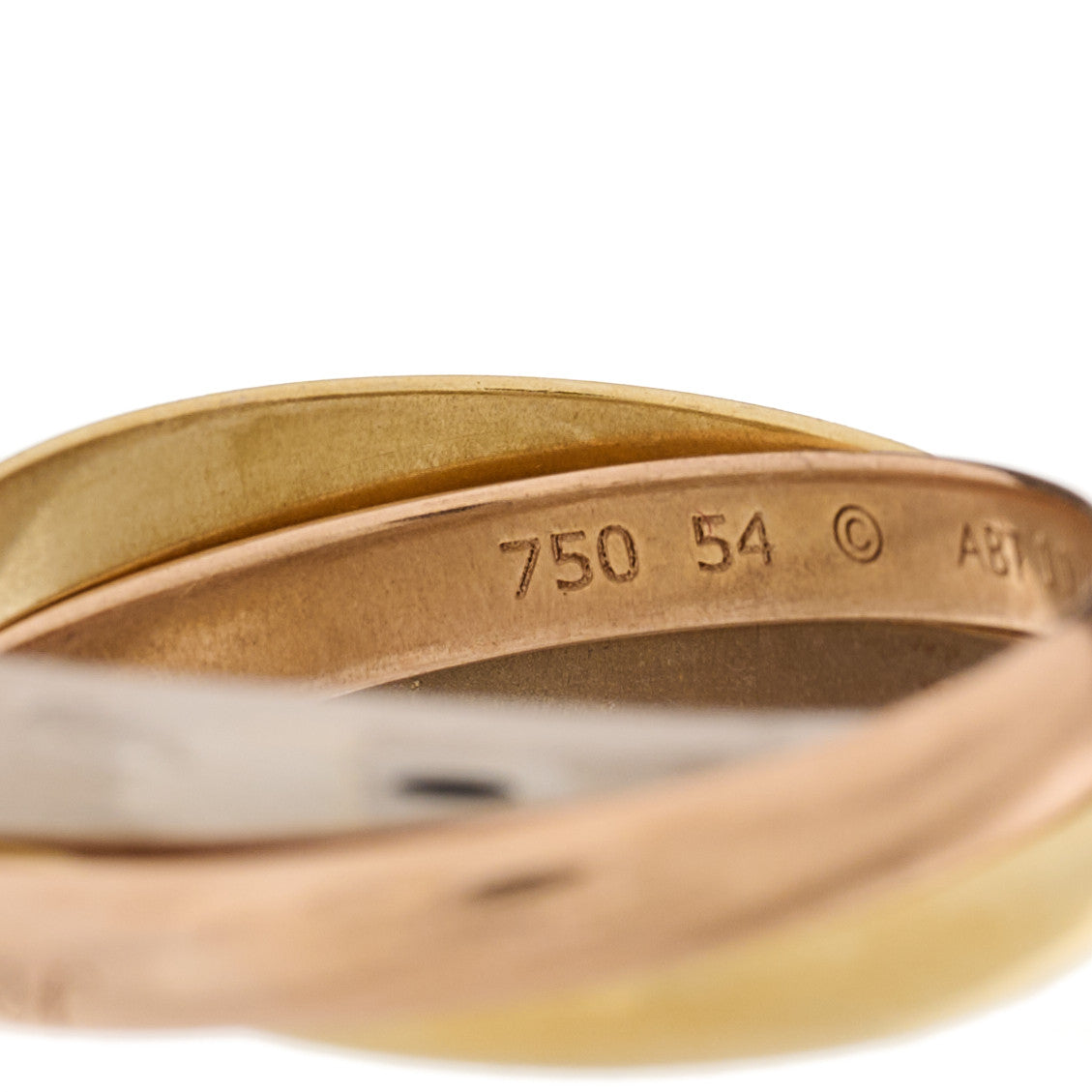 18K Pink Yellow White Gold Small Trinity Ring 54 6.75