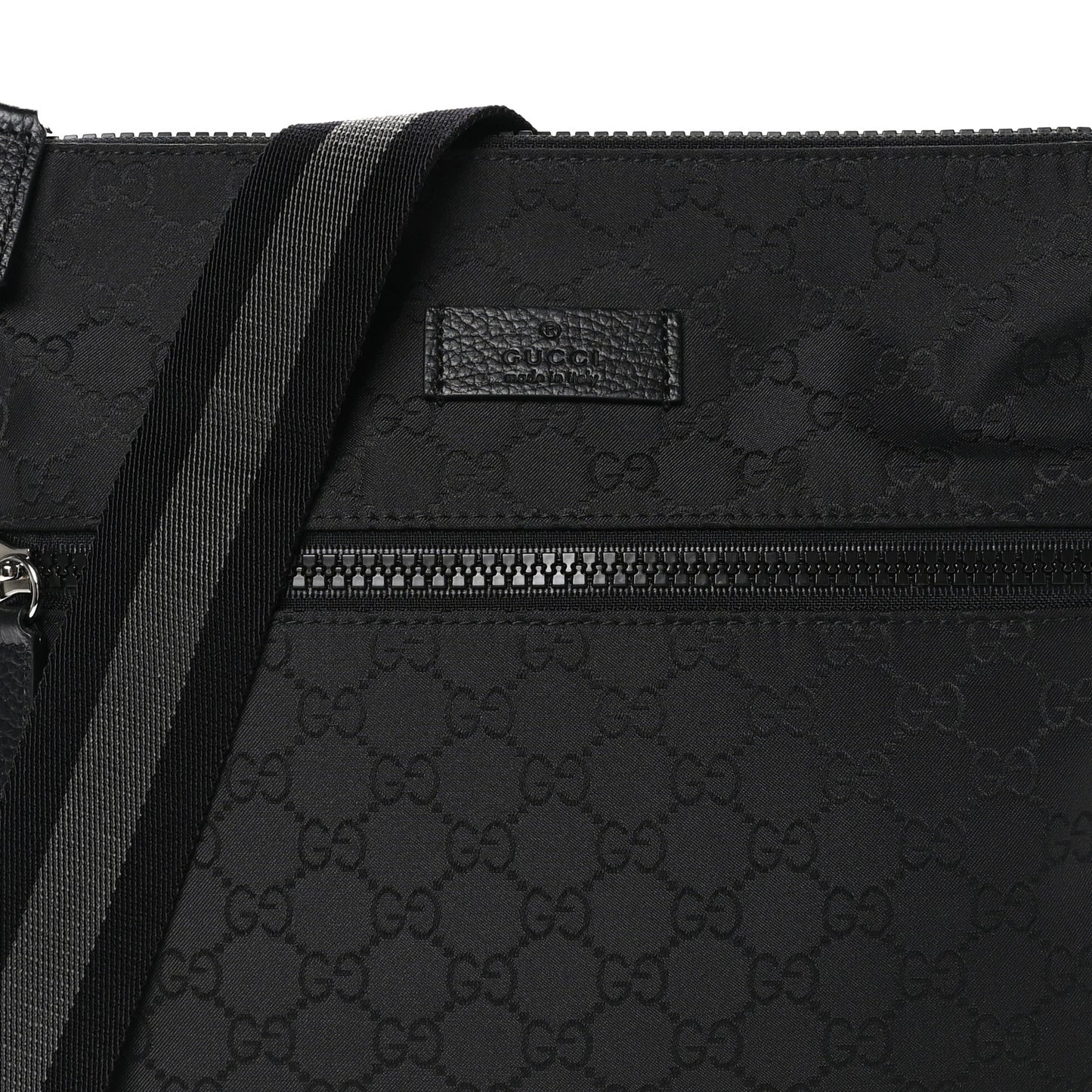 Nylon Monogram Small Flat Messenger Bag Black