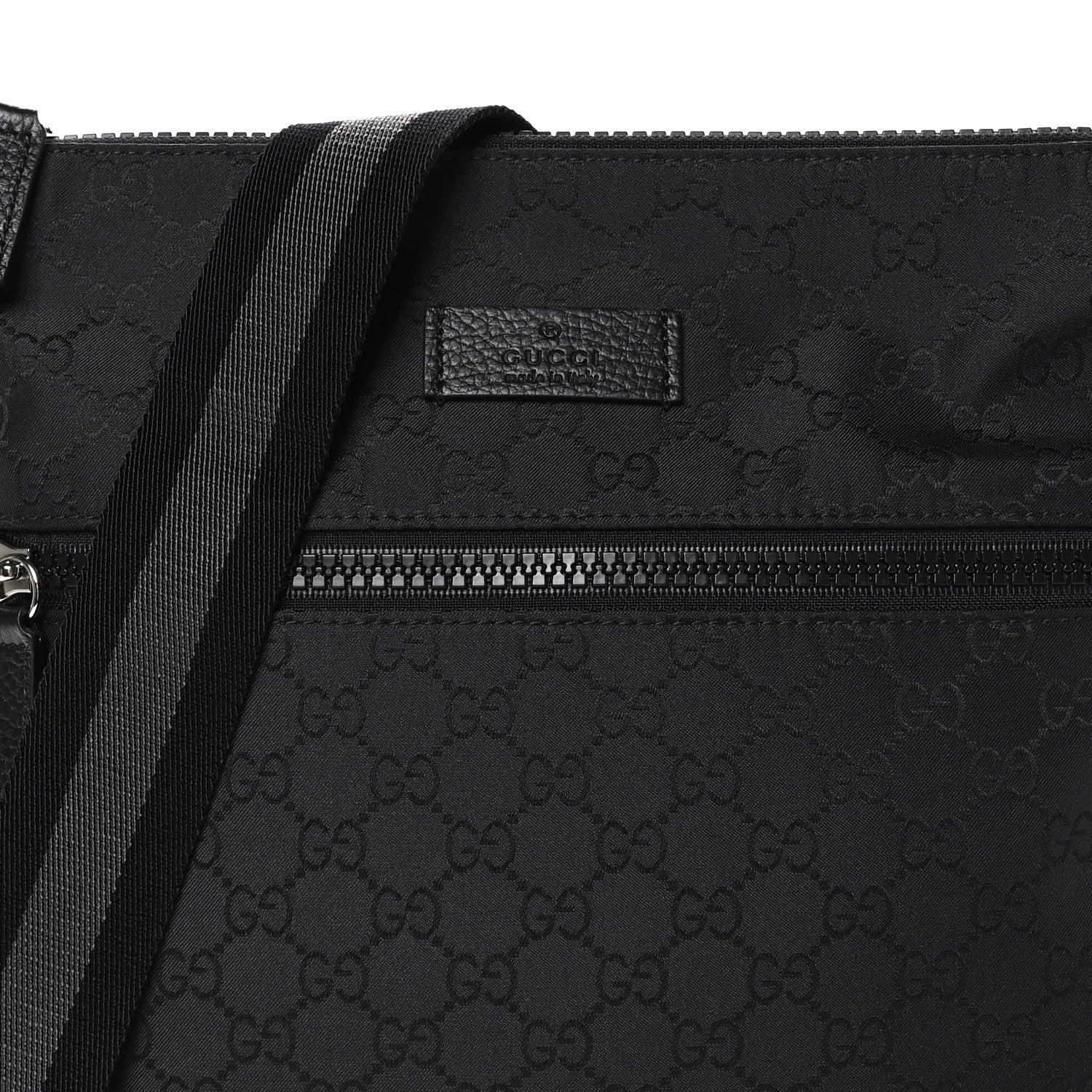 Gucci Nylon Monogram Small Flat Messenger Bag Black 8 of 10