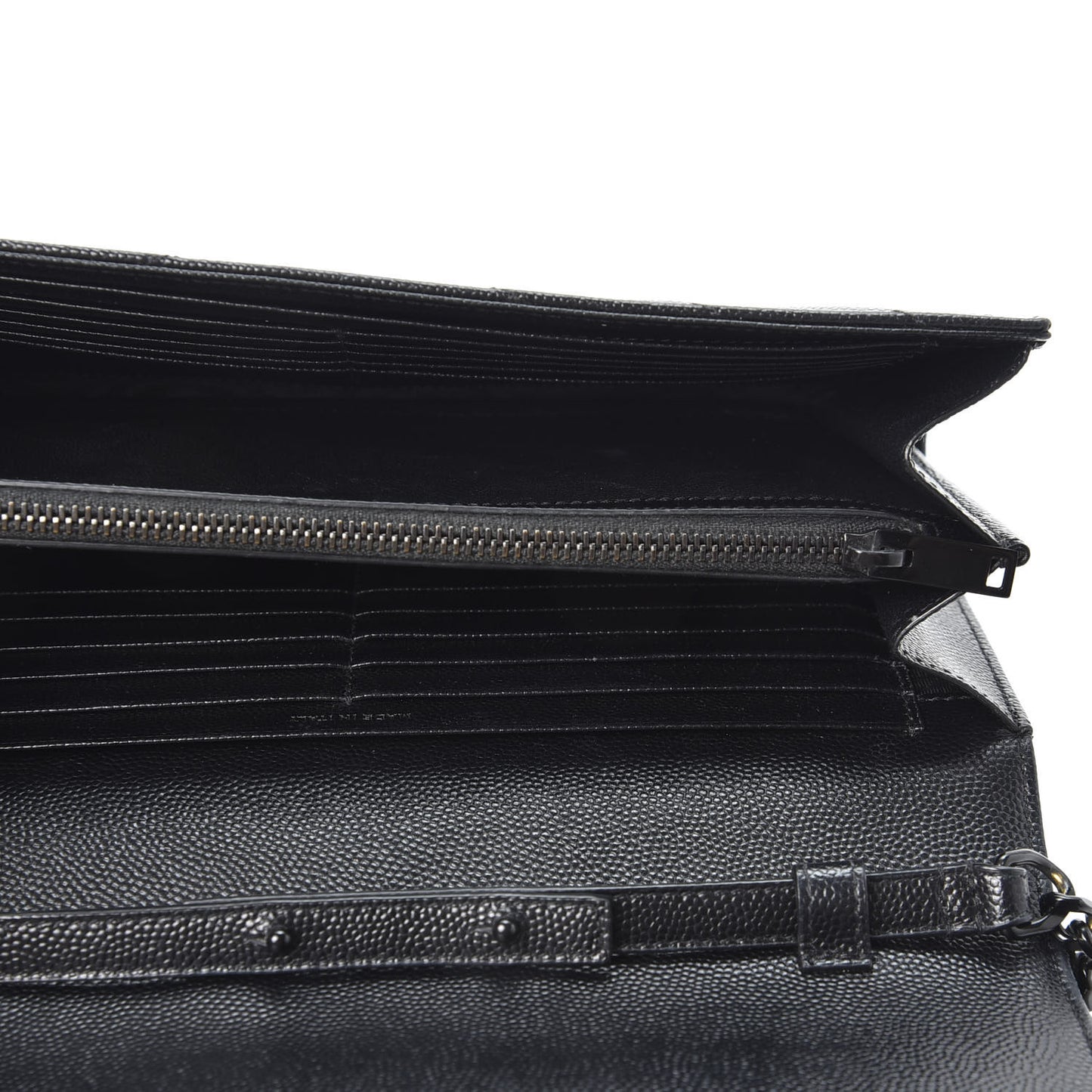 Grain De Poudre Matelasse Chevron Monogram Chain Wallet Black