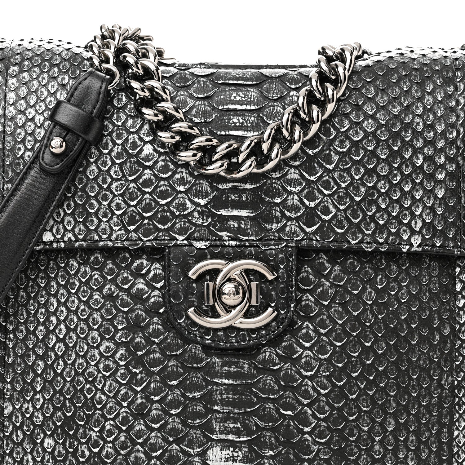 Chanel Snakeskin Large Perfect Edge Flap Silver 8 of 10