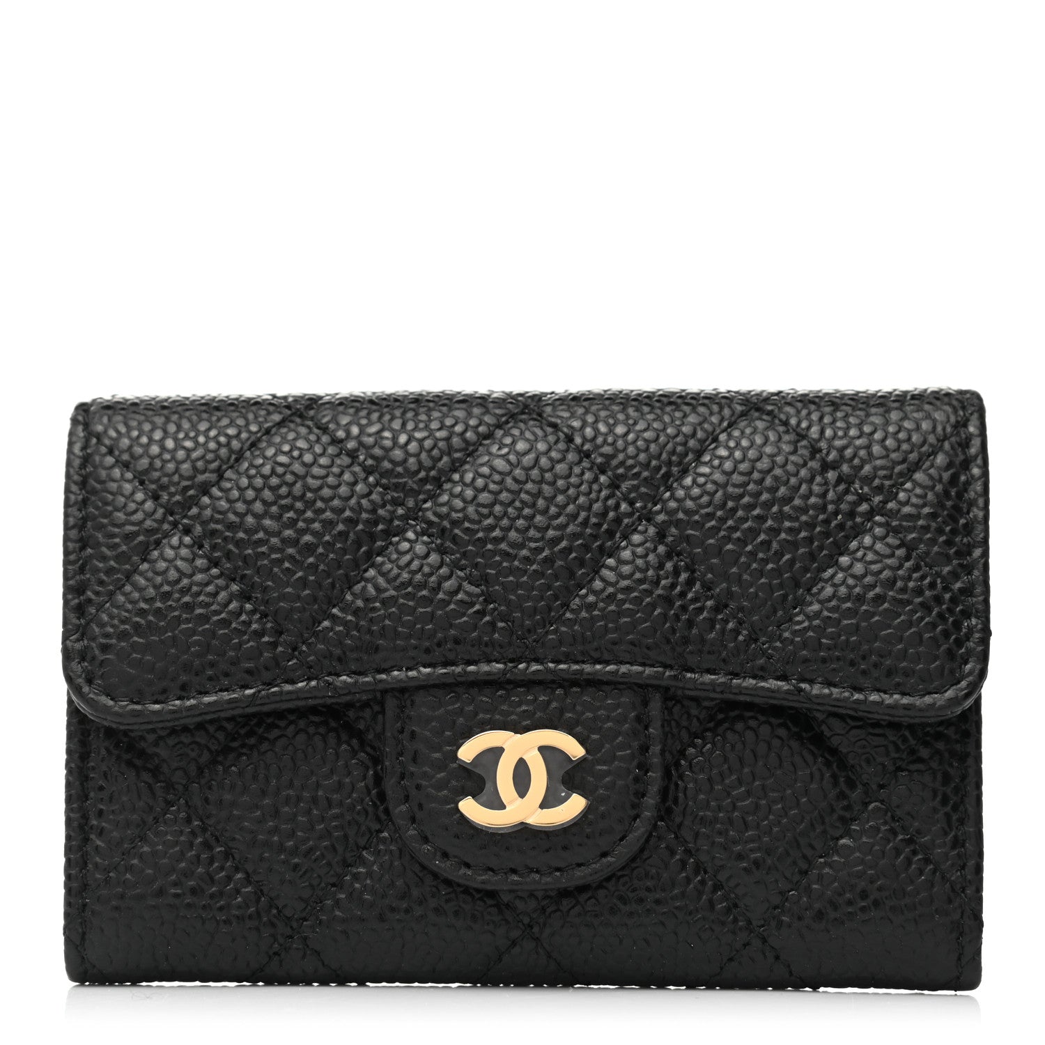 Chanel Caviar Quilted Flap Card Holder Wallet Black 1 of 8