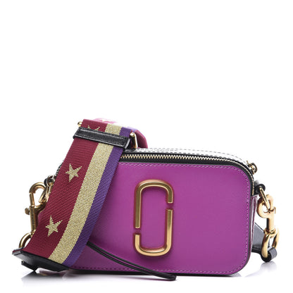 Marc Jacobs Saffiano Small Snapshot Camera Bag Purple Gold 1 of 10