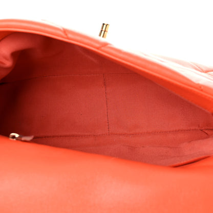 Chanel Goatskin Quilted Medium Chanel 19 Flap Orange 5 of 15