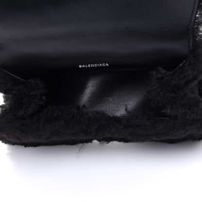 Balenciaga Faux Fur Fluffy Hourglass Top Handle Bag XS Black 4 of 4