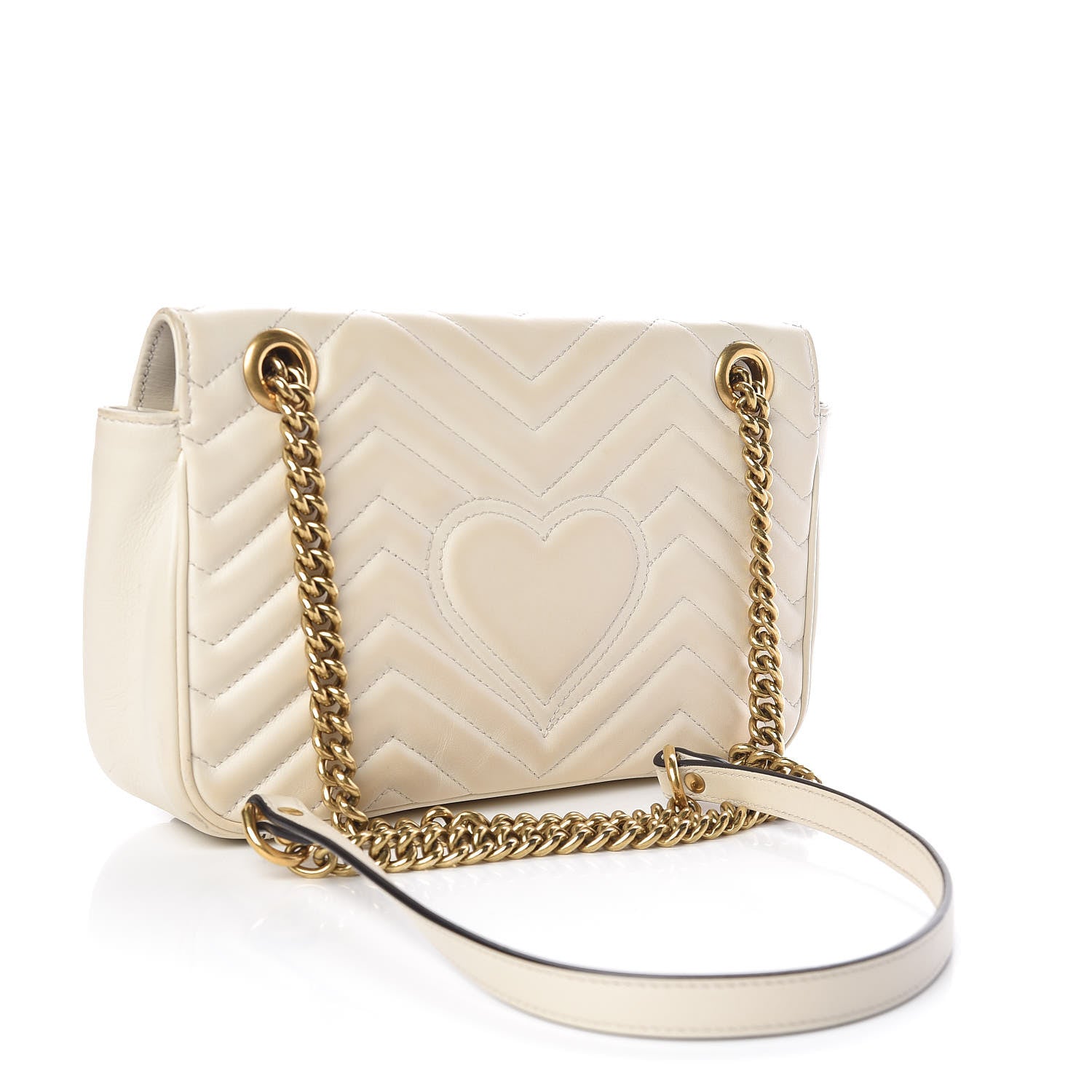 Gucci Calfskin Matelasse Small GG Marmont Shoulder Bag White 3 of 11