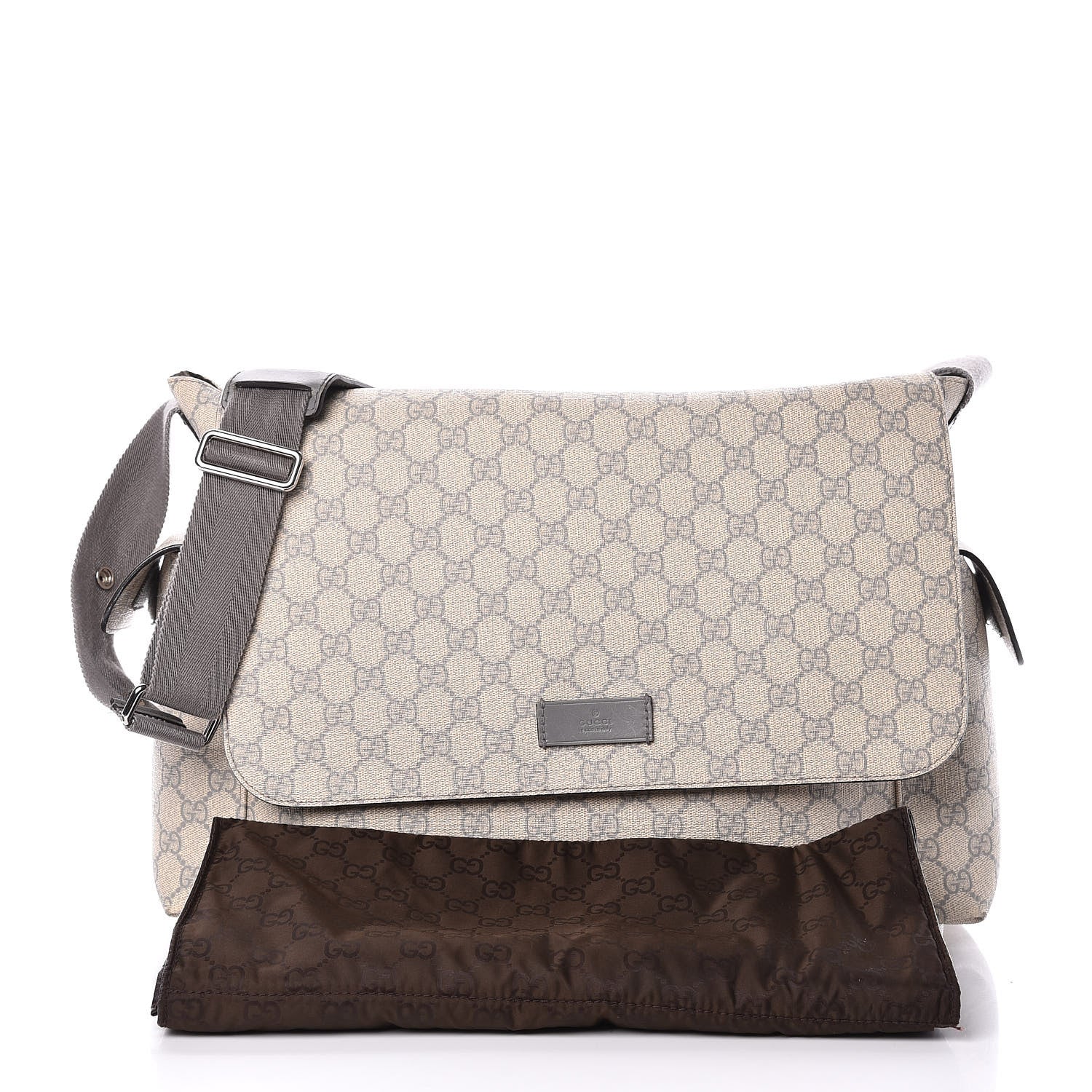 Gucci GG Plus Monogram Messenger Diaper Bag Ecru Grigio 12 of 12