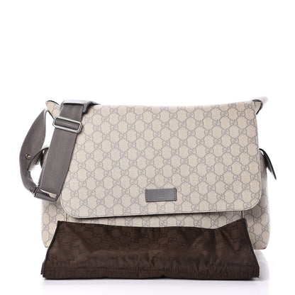 Gucci GG Plus Monogram Messenger Diaper Bag Ecru Grigio 12 of 12