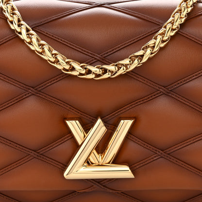 Louis Vuitton LOUIS VUITTON Lambskin Malletage Top Handle GO-14 MM Tan 8 of 10