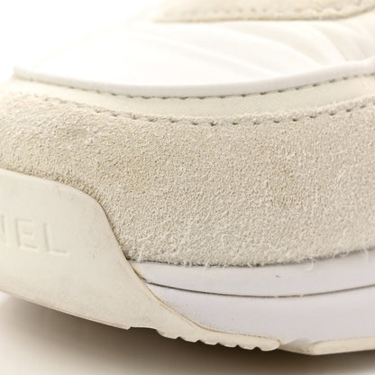 Chanel Suede Calfskin Fabric CC Sneakers 38.5 White 8 of 11