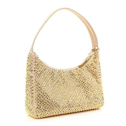 Prada Satin Crystal Mini Re-Edition 2000 Bag Platino 3 of 11