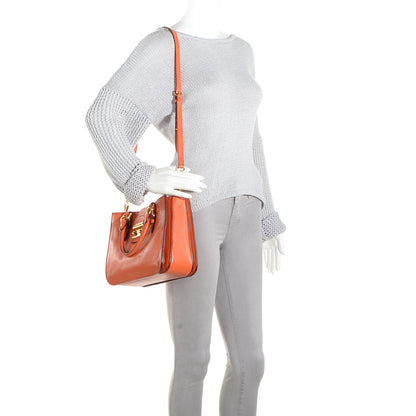 Miu Miu Goatskin Madras Shopping Tote Papaya 2 of 8