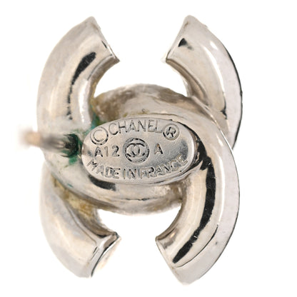 Chanel Metal Crystal Glitter Enamel CC Earrings Silver 5 of 10