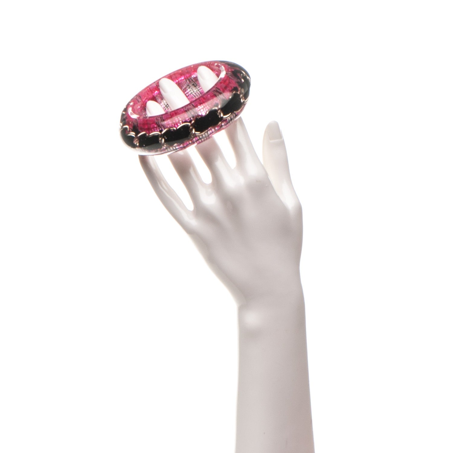 Chanel Resin Tweed Chain CC Bangle Transparent Pink 2 of 3