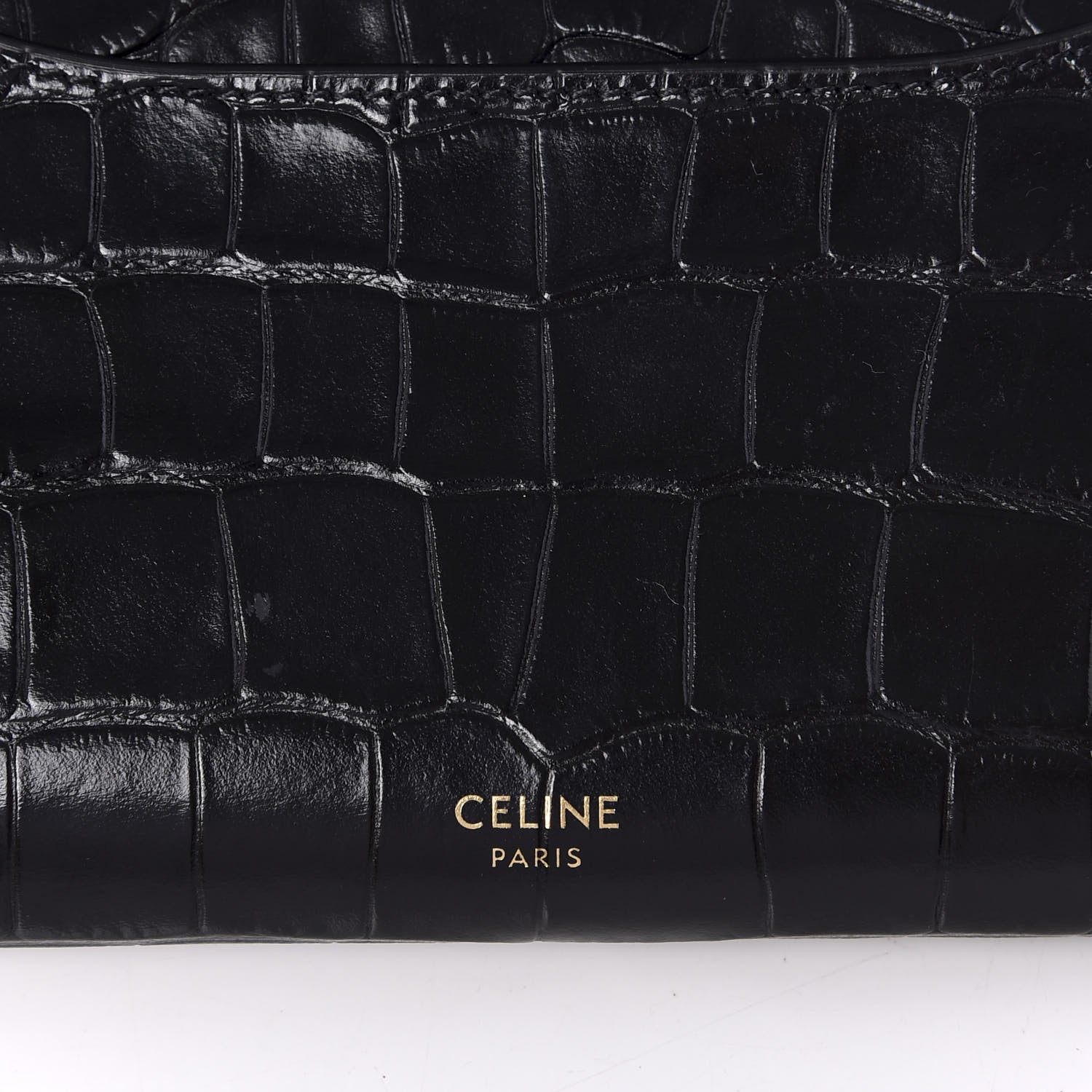 Celine Crocodile Embossed Calfskin Large Flap Wallet Black 8 of 8