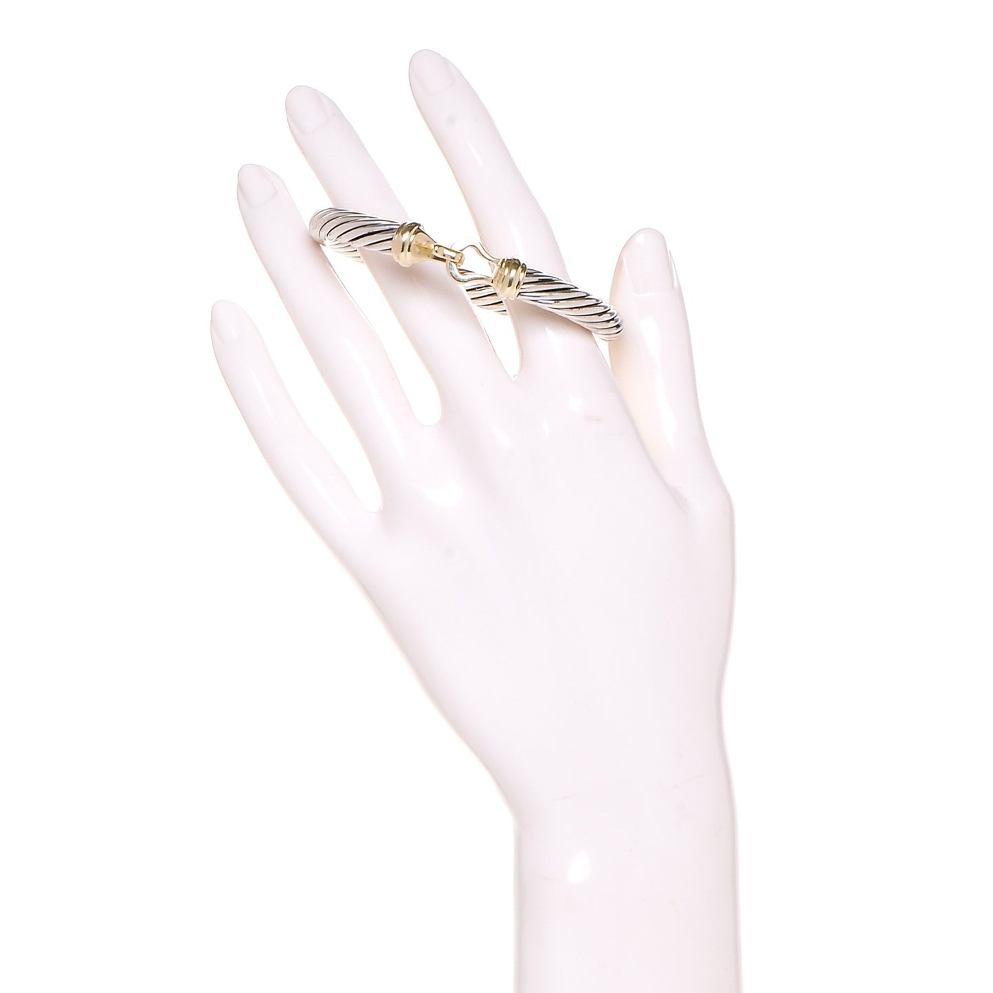 Sterling Silver 14K Yellow Gold 7mm Cable Classic Buckle Bracelet